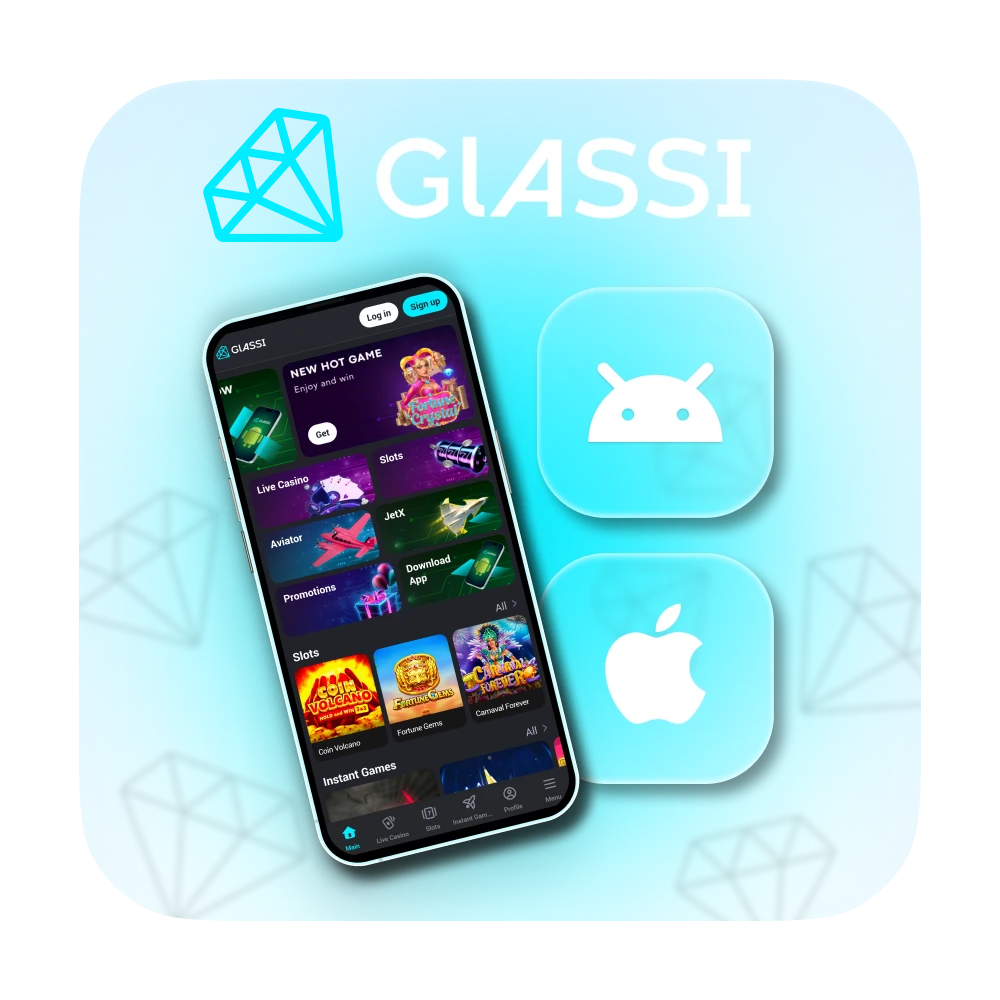 Install the Glassi casino app to enjoy a wide variety of casino games directly from your phone.