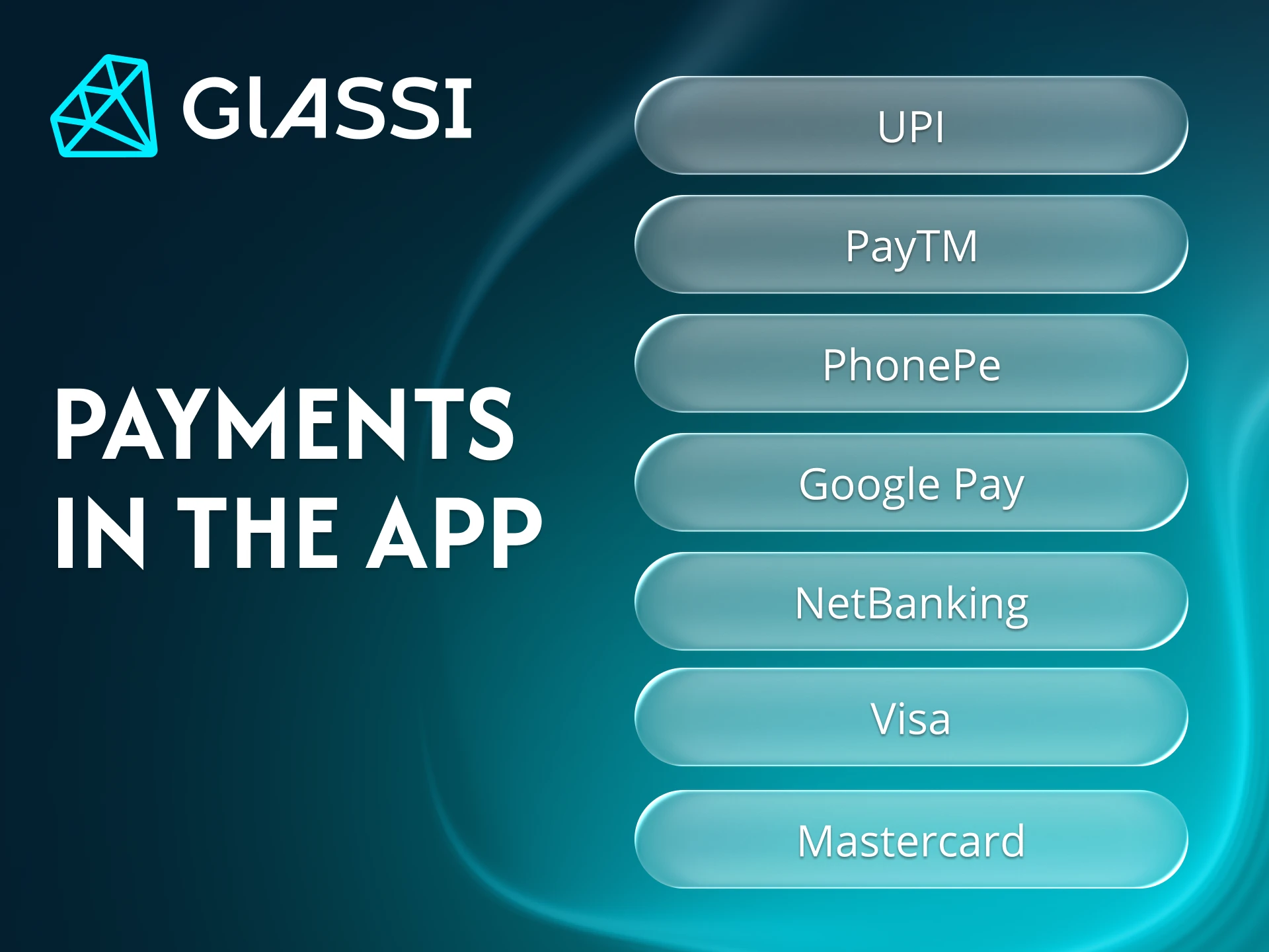 Convenient payment methods are available for Indian users on the Glassi casino app.