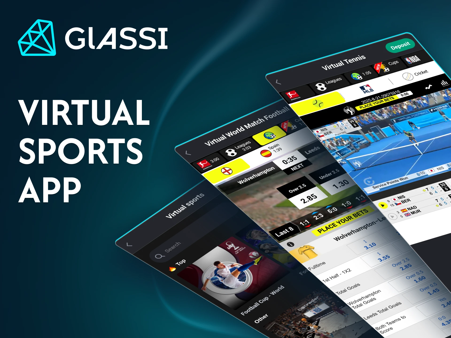 Bet on virtual sports via the Glassi casino app.