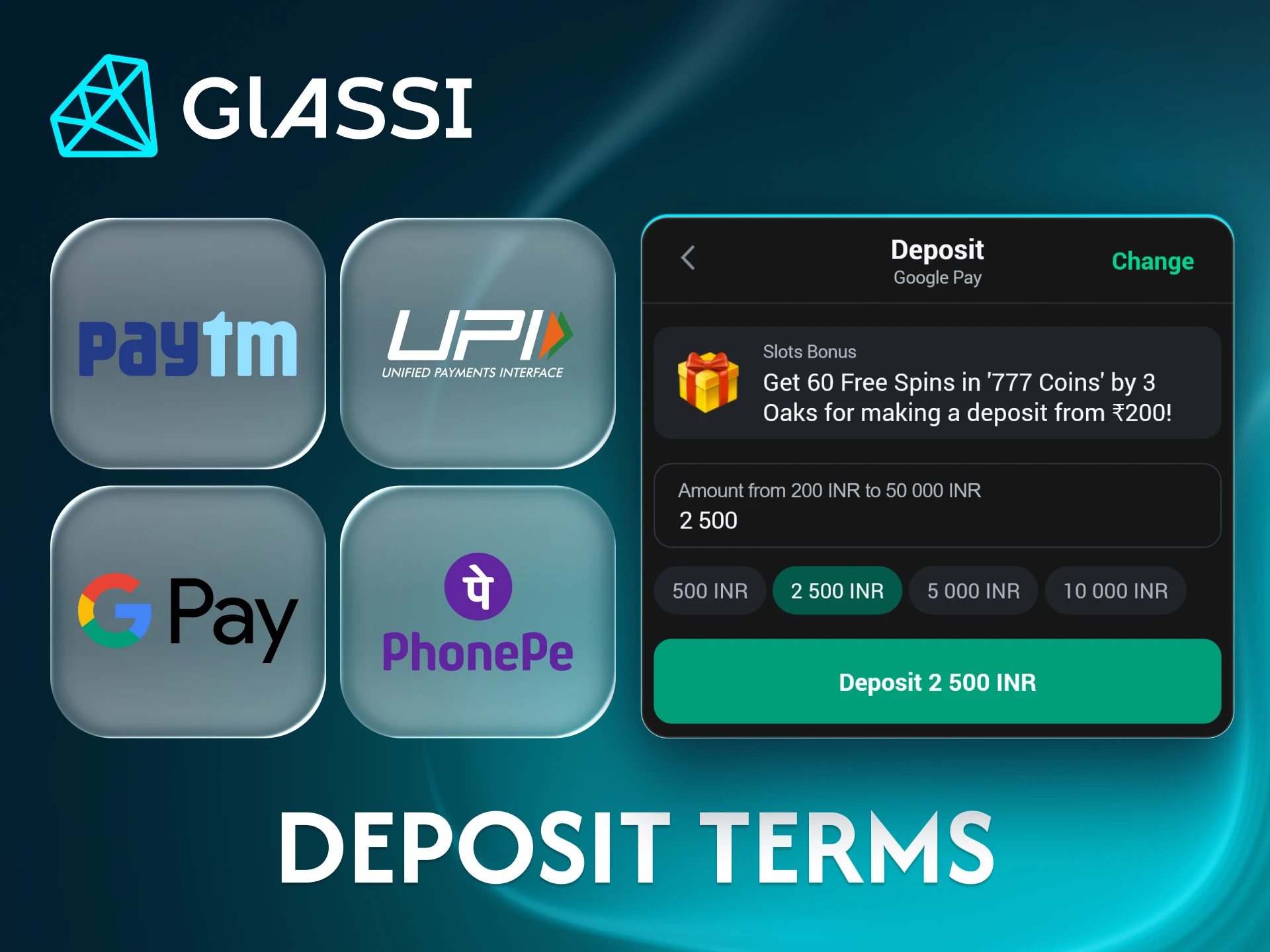 Discover the deposit policies and rules for Glassi casino.