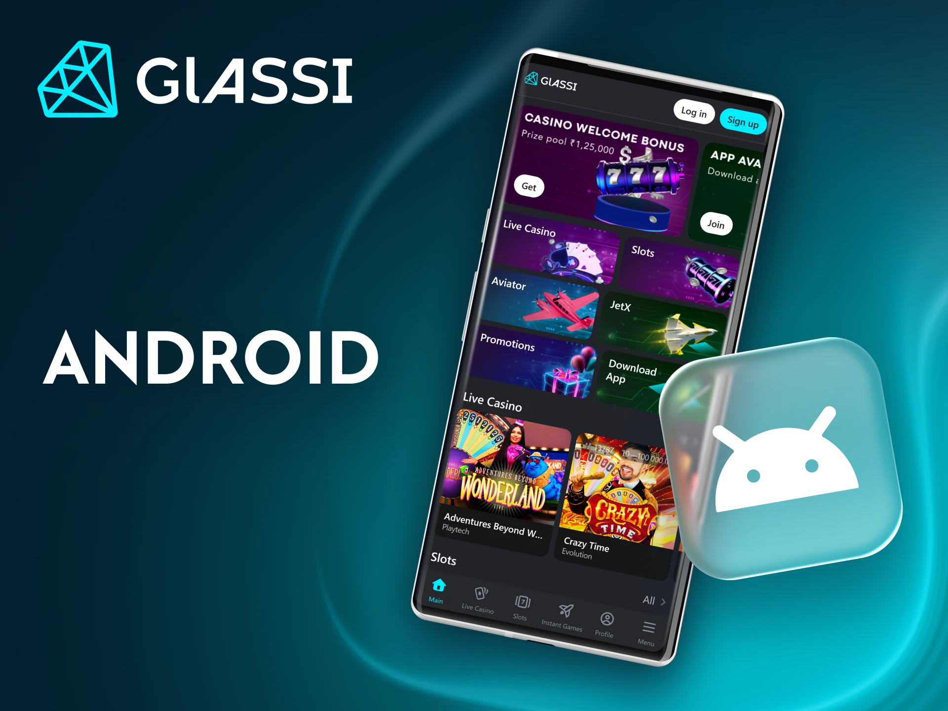 Install the Glassi casino app on your Android device and start playing.