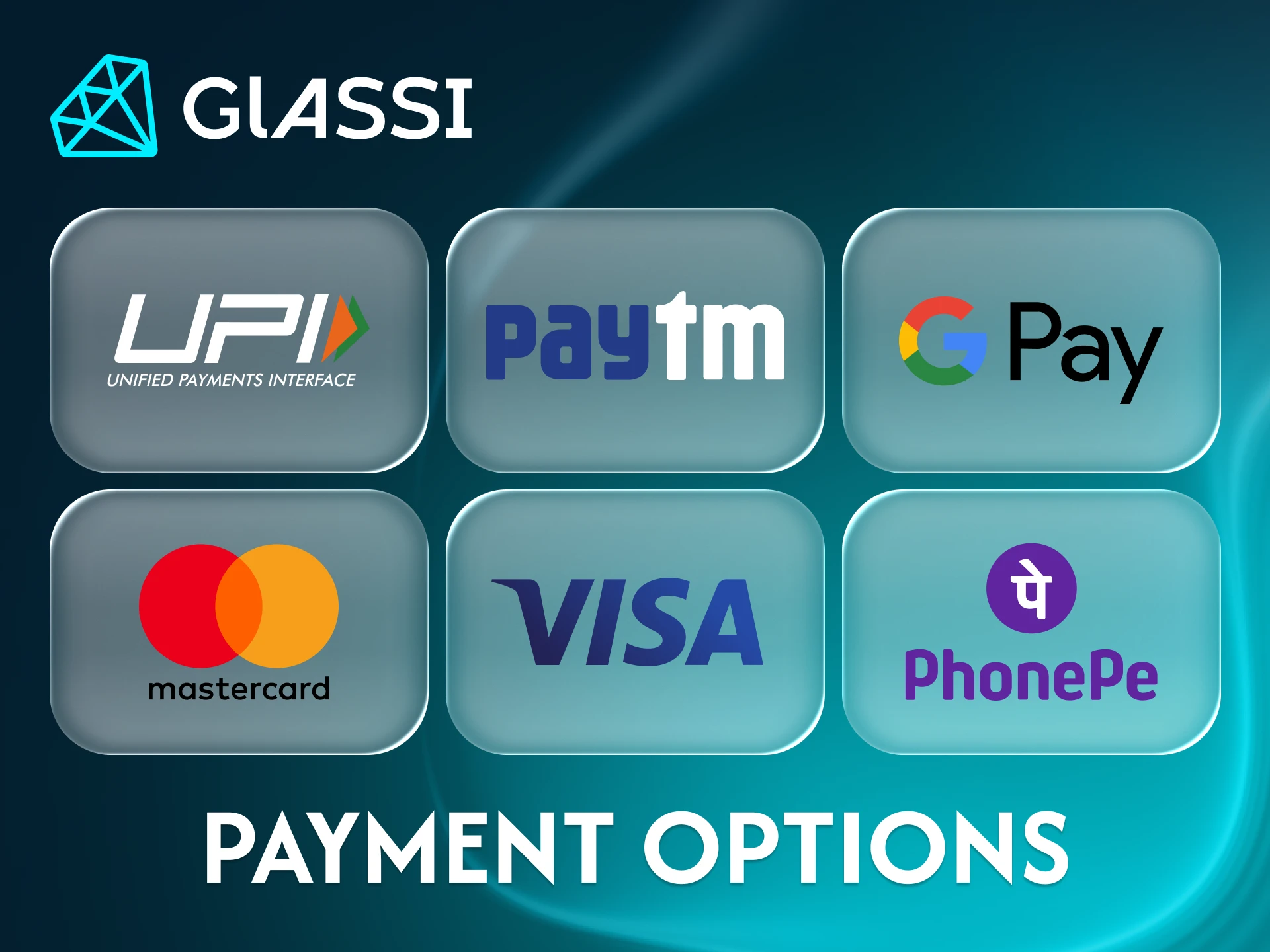 Glassi casino offers a variety of easy and secure payment methods for Indian users.