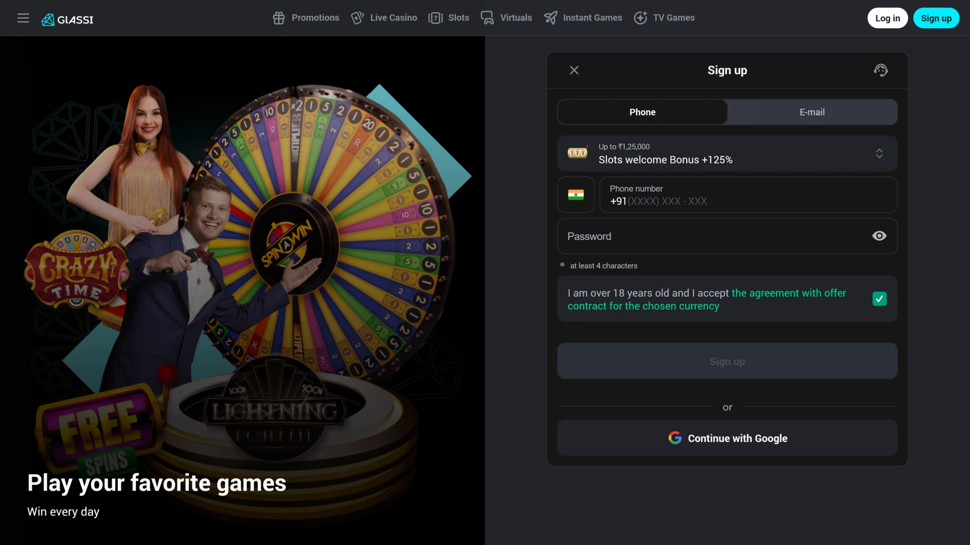 The registration process at Glassi casino is fast and straightforward.