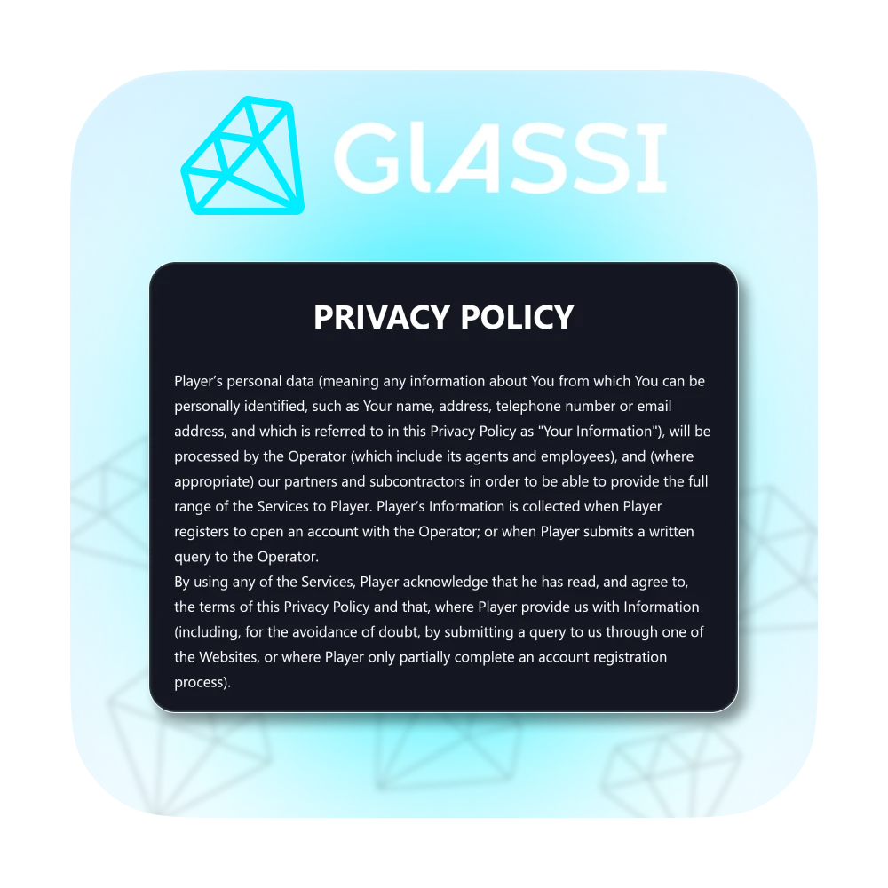 Ensuring players privacy is a priority at Glassi casino.