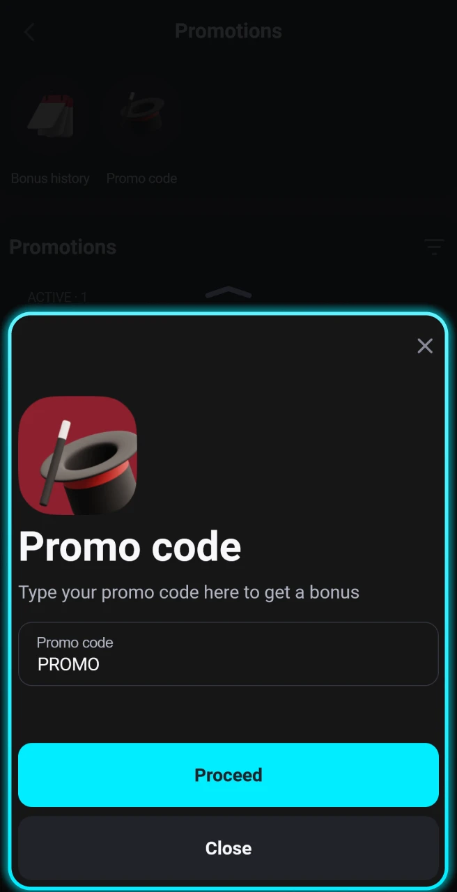Apply the promo code to claim special rewards from Glassi casino.