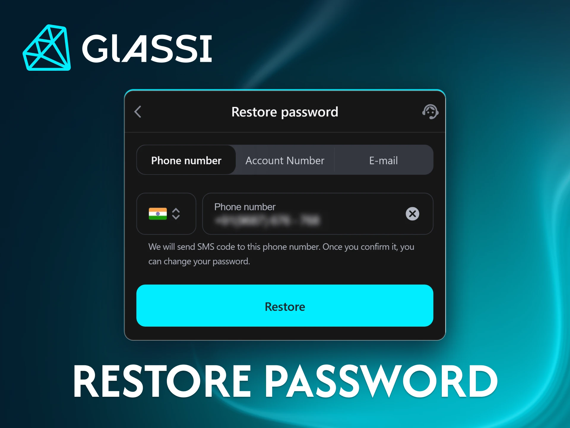 Restore your account password securely at Glassi casino if necessary.
