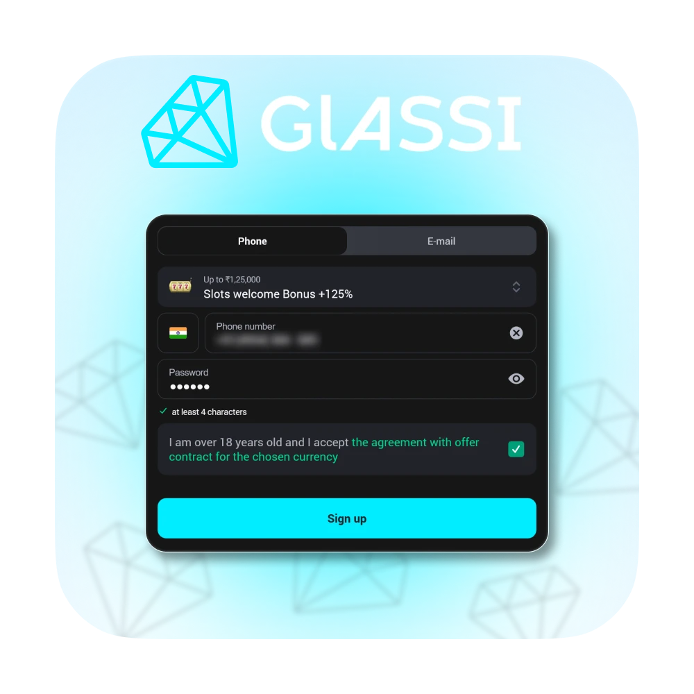 Create your Glassi casino account in a few simple steps.