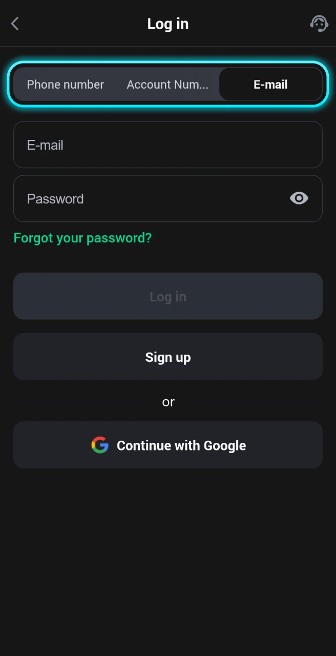 Choose your preferred login method among the options provided by Glassi casino.