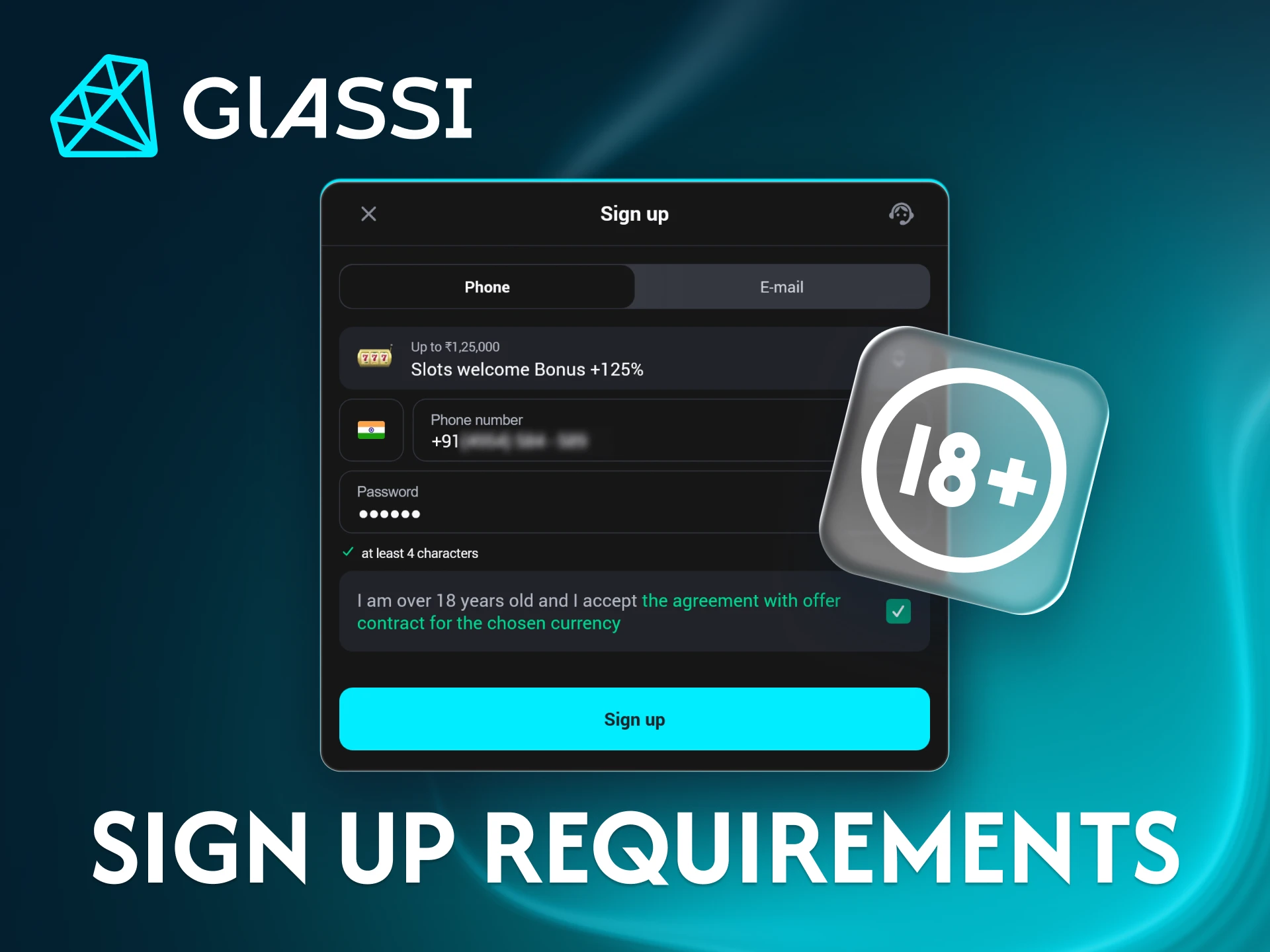 Discover the requirements for signing up at Glassi casino.
