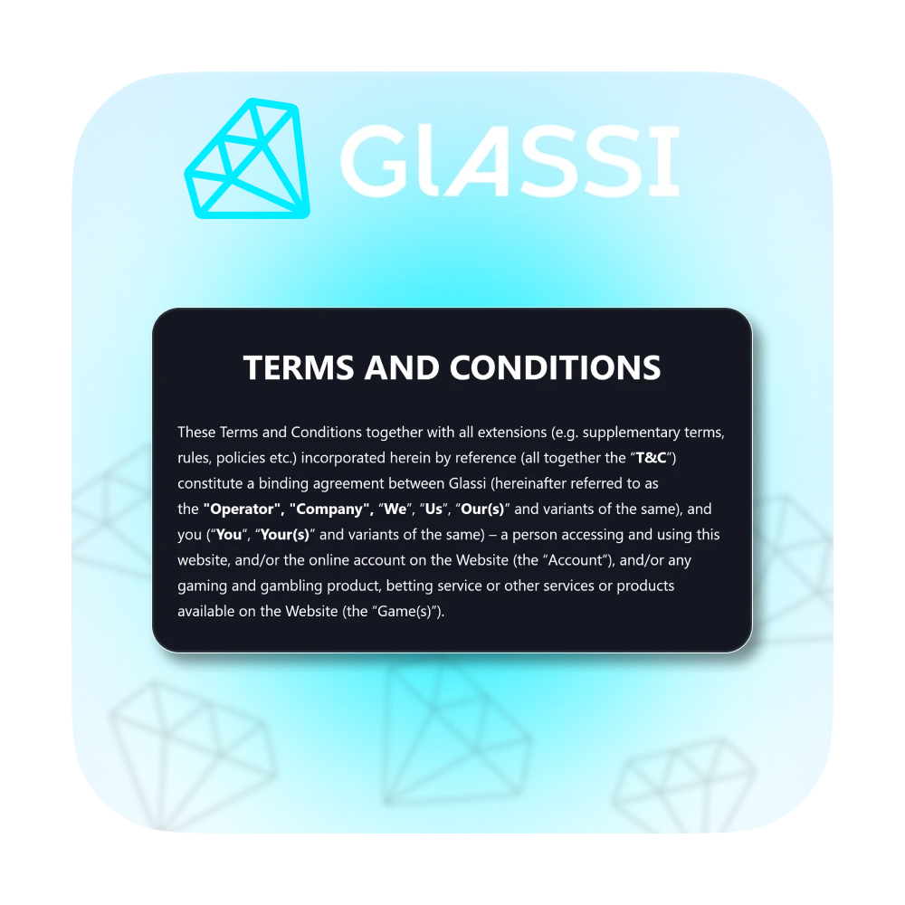 Make sure to familiarize yourself with Glassi casino’s terms and conditions.